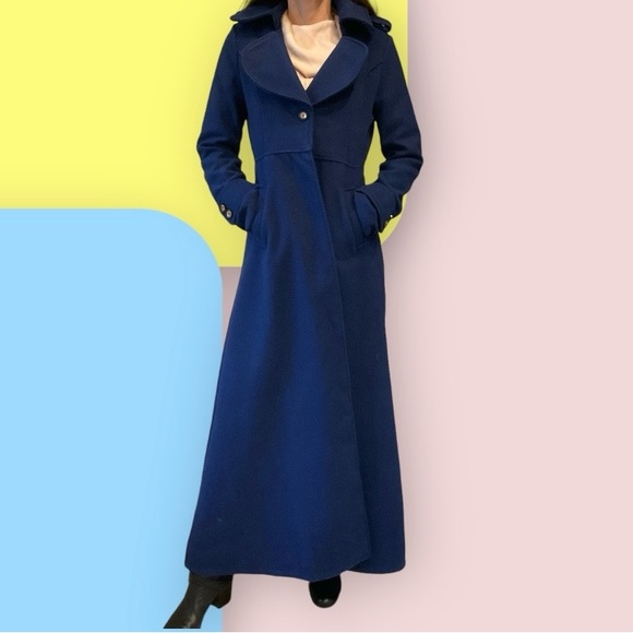 Owind Jackets & Blazers - Owind Coat, long length, dark royal blue, pockets, lots of details, Sz S